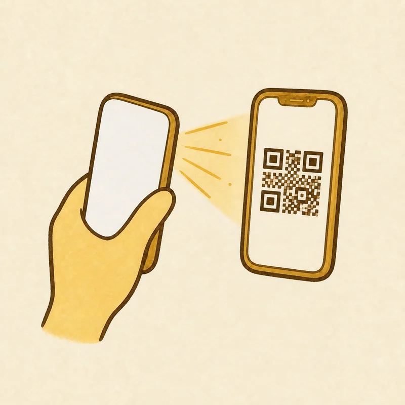 One phone scanning another phone&rsquo;s QR code